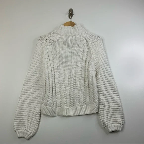 Free People Sweetheart Sweater Off White. Size XS. Mock Neck Ballon Sleeves. - Picture 2 of 7